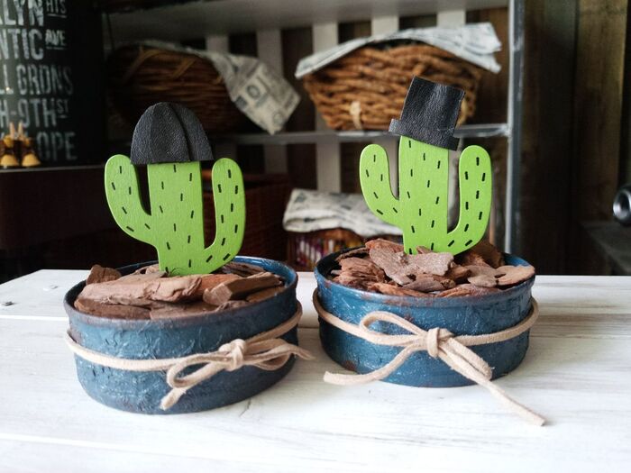 お金を掛けずに可愛いサボテンのリメ缶完成