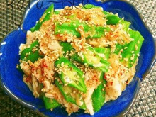 冷やして旨い♡レンジで!オクラと蒸し鶏のなめたけおろし和え