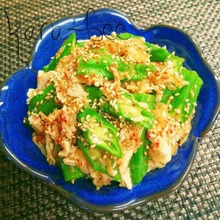 冷やして旨い♡レンジで!オクラと蒸し鶏のなめたけおろし和え