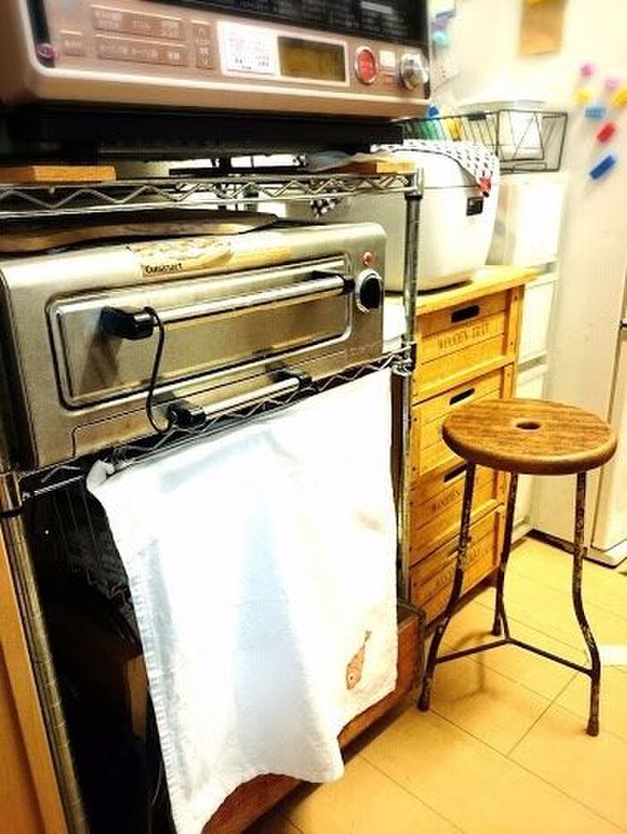 炊飯器の左側のラックの隙間も有効活用❗