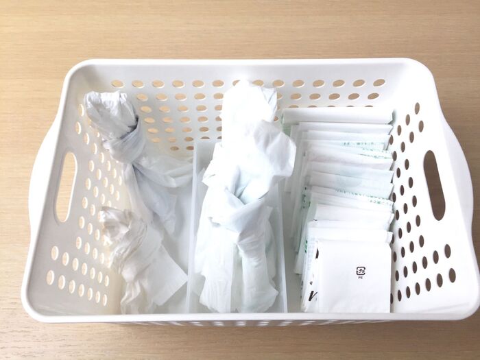 レジ袋はカゴ一つに収まる量だけ、用途別に最小に持つ!