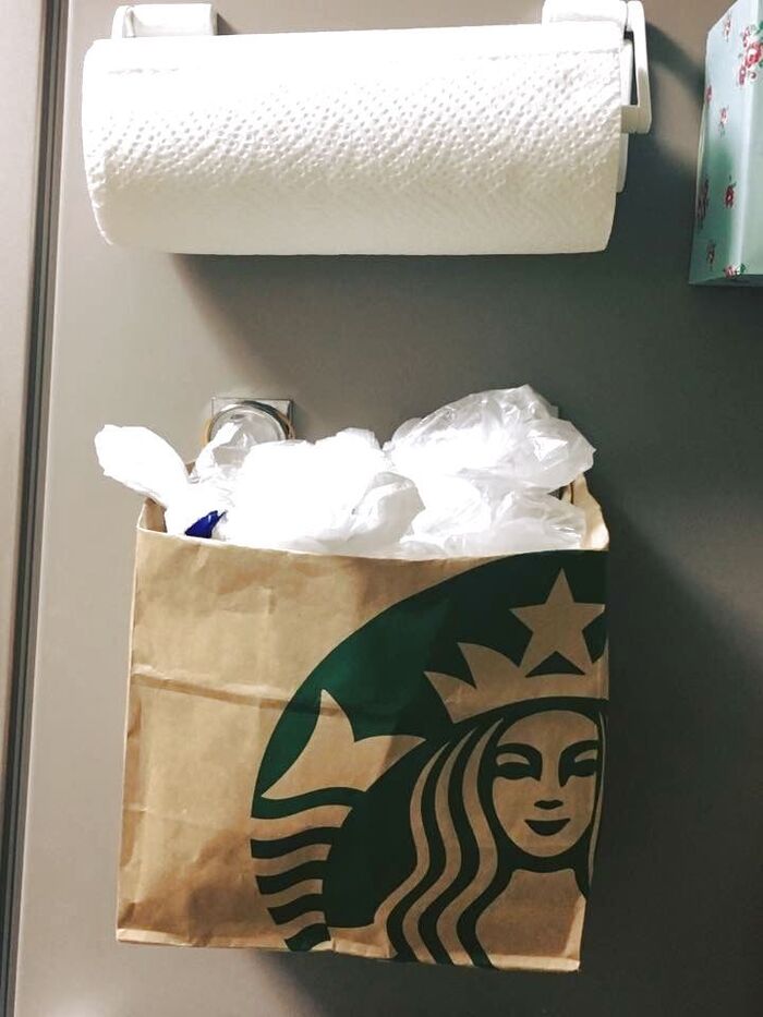 スタバのショップバッグでオシャレなレジ袋収納