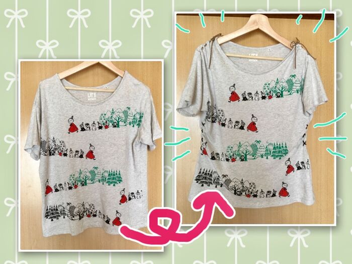 キュッと可愛くTシャツリメイク