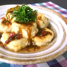 たった15分で簡単おつまみ♪美肌効果に☆揚げ豆腐の梅もずくあん