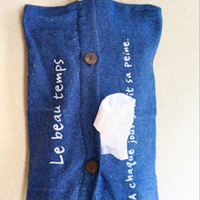 100円で壁掛けOK♡可愛いデニム地ティッシュカバー