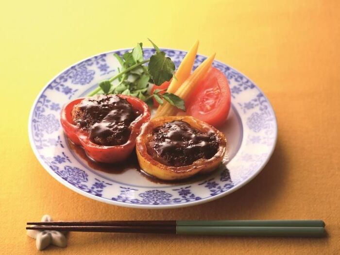 肉詰めパプリカの中華風~広東名菜 赤坂璃宮監修シリーズ 青椒肉絲の素をアレンジ~
