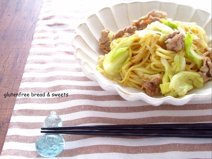 グルテンフリーの米粉の焼きそばで☆和風な塩焼きそば