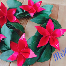 折り紙でモアナ風花冠♪リースとして飾っても♪