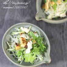 ピリ辛、水菜と春雨のサラダ・中華風。