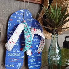 【100均リメイク】100均のビーサンをTシャツヤーンでオンリーワンのビーサンにリメイク☆