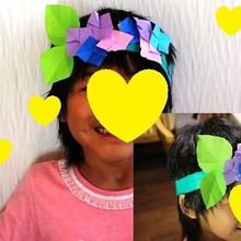 一緒に作る折り紙でアジサイ★かわいいモアナ風花かんむり