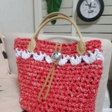 ダイソー新柄Tシャツヤーンでハンドメイド! おでかけミニトート