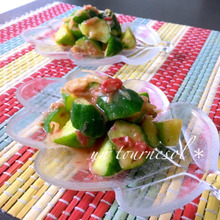 むくみ解消効果に☆きゅうりとミョウガの梅みそ和え