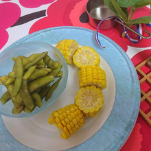 わさびな・・・・・枝豆ととうもろこし