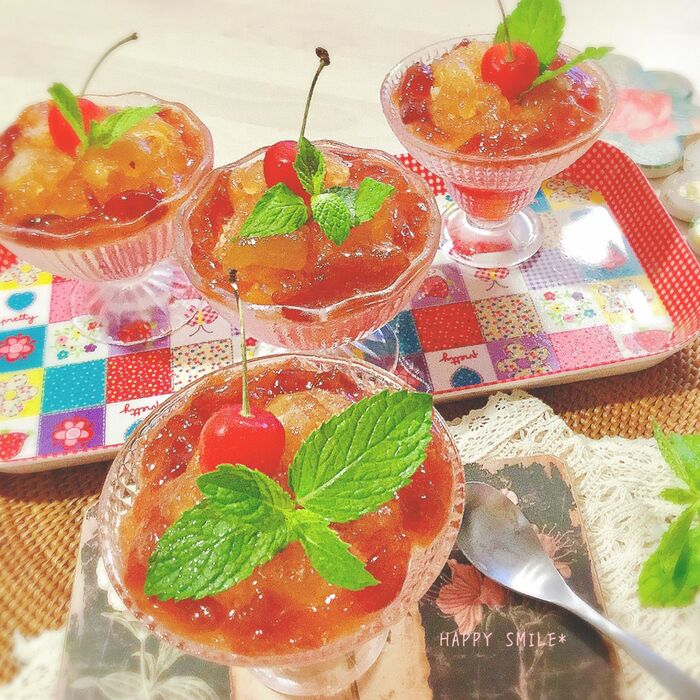 今が旬☆サクランボづくしのサイダーゼリー♡