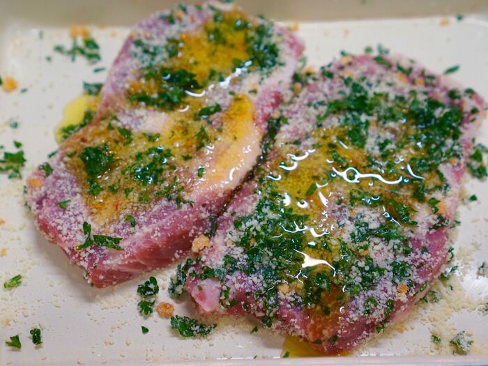 オリーブオイルをかける