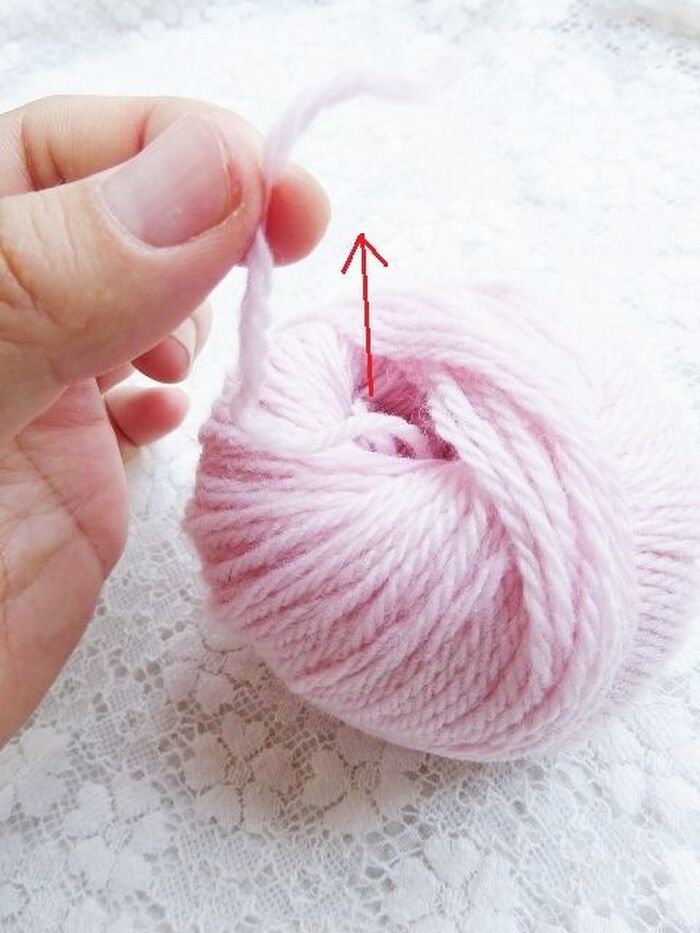 【毛糸端の取り出し方】