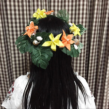 100均☆ビタミンカラーと貝殻で太陽と海をイメージした花かんむり