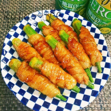 暑い夏に食欲そそる♡ 肉巻きオクラのカレー照り焼き