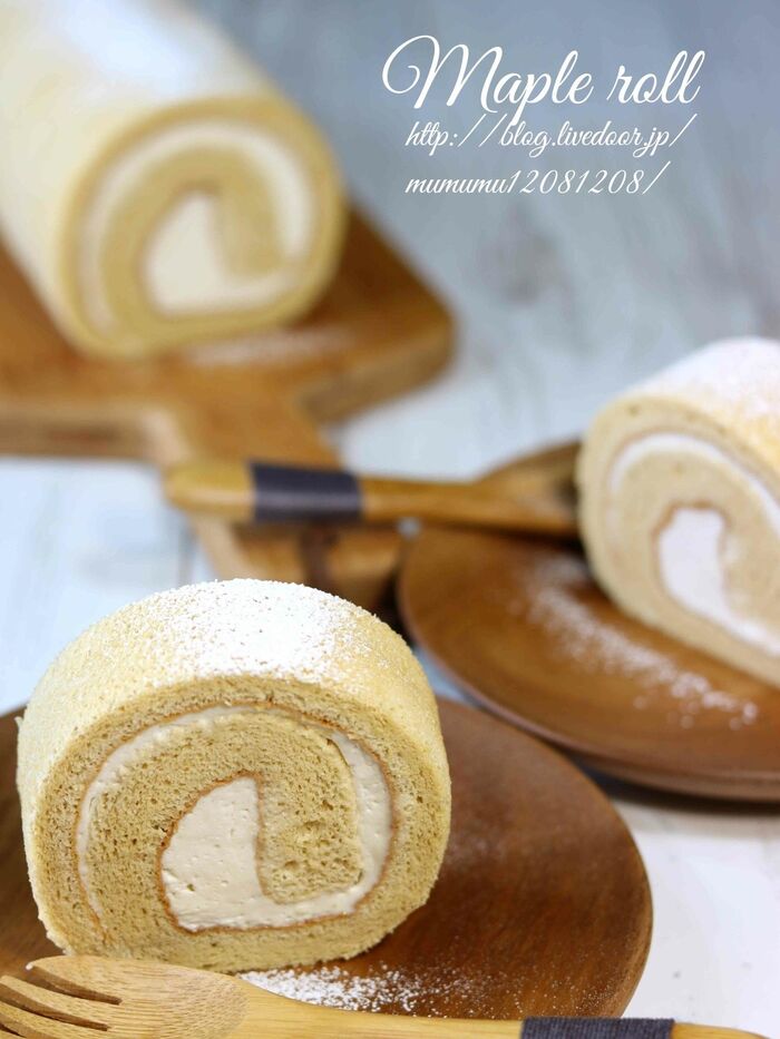 贅沢メープルロールケーキ。
