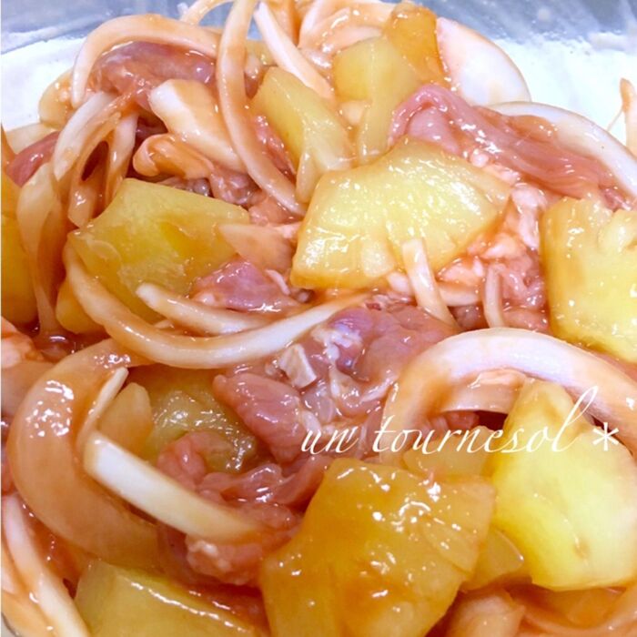 ②パイナップル効果で豚肉を柔らかく♡