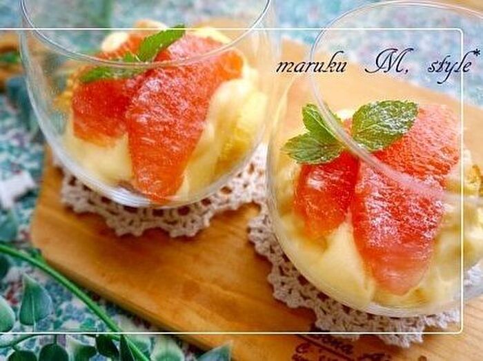 レンジで簡単『グラススイーツ』★フレッシュフルーツのトライフル
