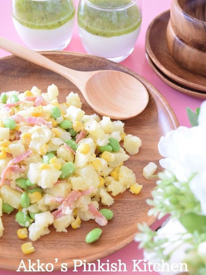 残り物の枝豆をリメイク♡枝豆とじゃがいものデリ風サラダ