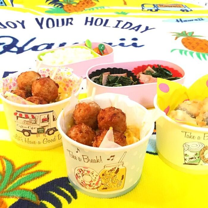 ダイソーのペーパーランチカップ×ワックスペーパーでお弁当づくり♪