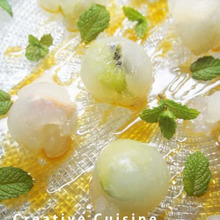 和洋折衷コラボレーション♪レモン味のフルーツわらび餅風