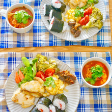 ニトリの大皿で!いつものお料理がグッと華やかに!!「我が家の朝食ワンプレート」