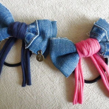 ジーンズリメイク/10分でできる!リボンのヘアゴム