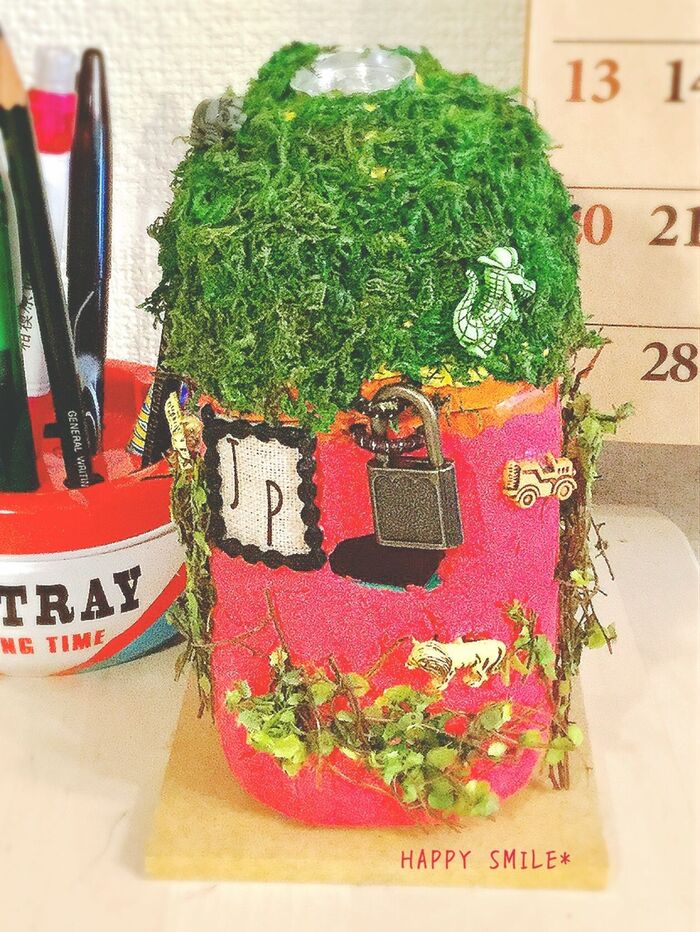 ペットボトルと100均材料で作る♪ジャングル貯金箱♡