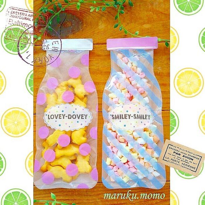 100均で『ミルク瓶』風クリアバッグ♪