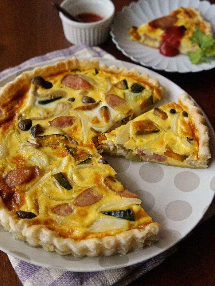 秋のおもてなしにいかが?かぼちゃときのこのお手軽キッシュ