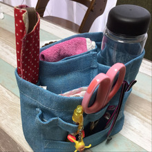 ダイソーのショートエプロンをリメイクした「バッグインバッグ」