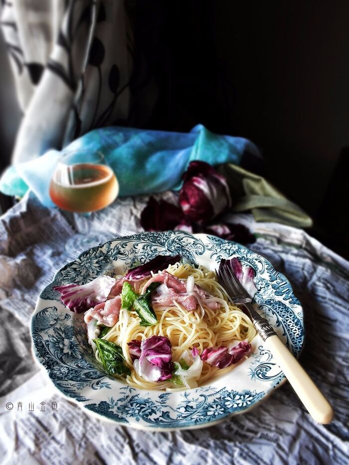 こうみえて和風?生ハムと玉ねぎのパスタ