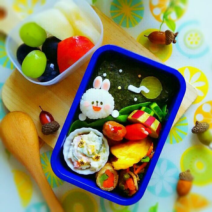 キャラ弁 海苔弁でうさちゃんのお月見弁当♡