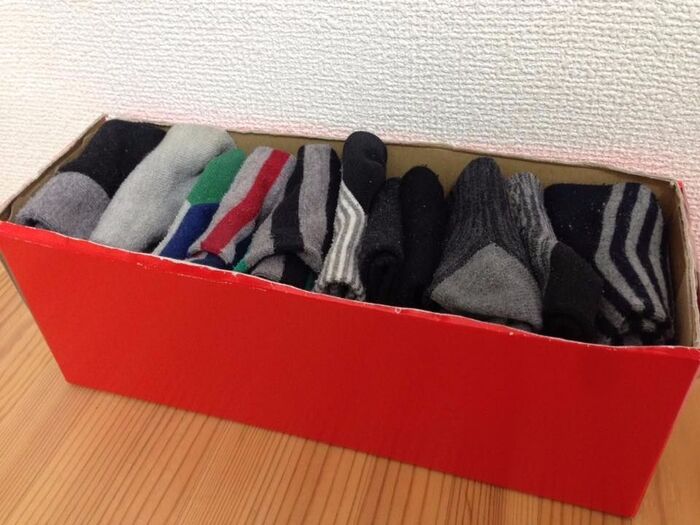 あの商品の箱が丈夫でキレイで優秀~!靴下収納にぴったり☆