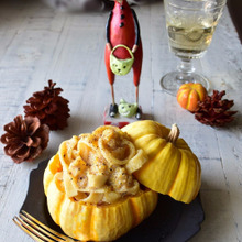 ハロウィン♥丸ごとかぼちゃのハロウィンパスタ【*カルボナーラ *坊ちゃんかぼちゃ】20分以内