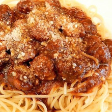 わんわん物語にあこがれて♪デミグラスソース缶でミートボールスパゲッティ