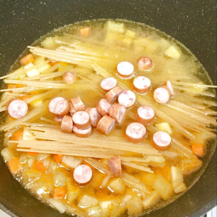 作り方③ひたひたの水を加える