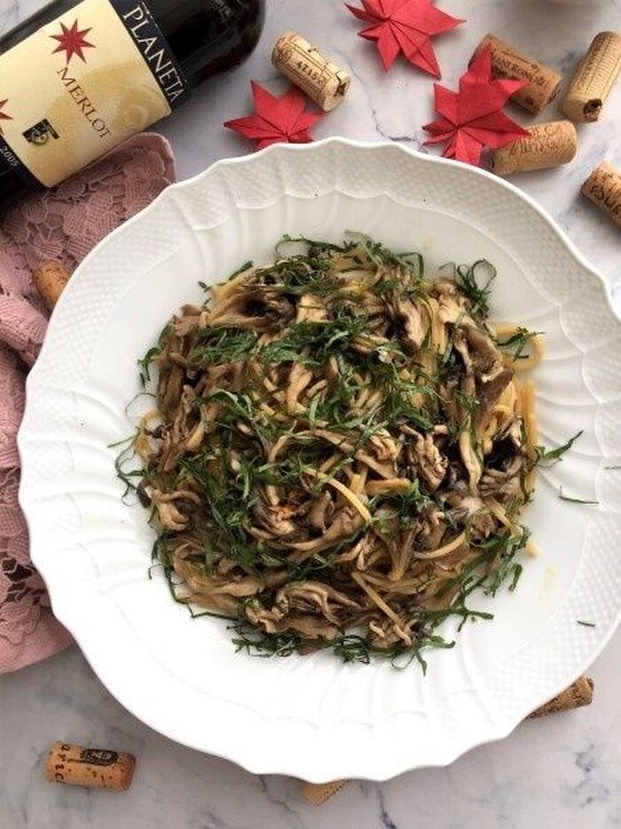 ほっこり和風なバター醤油のきのこスパゲッティほんのり松茸の香り~♪