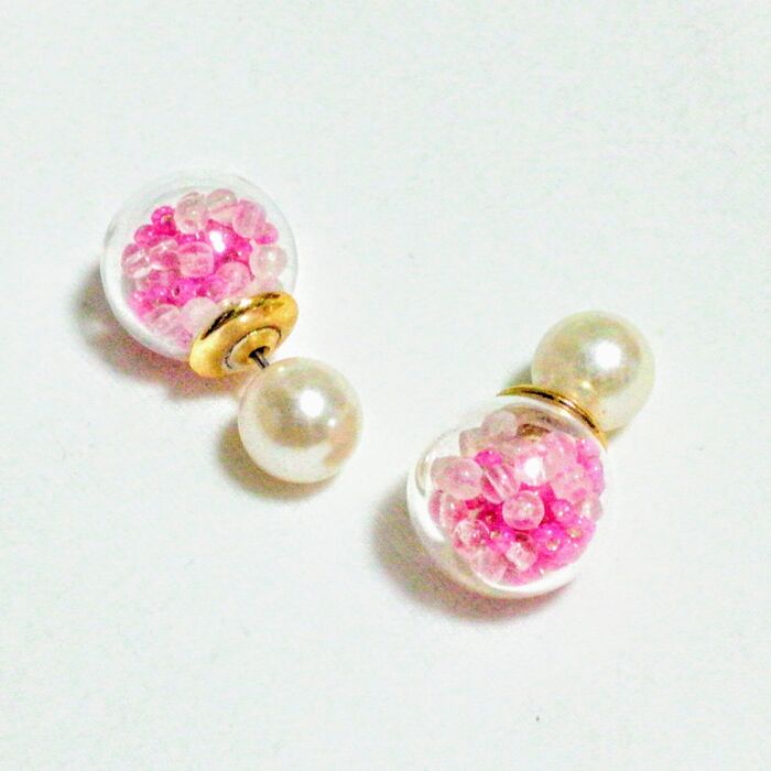セリアのガラスドームキャッチでピアスをハンドメイド