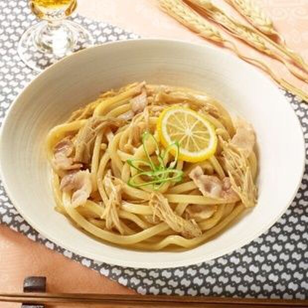 秋食材といっしょに「えのき豚の焼きポンうどん」