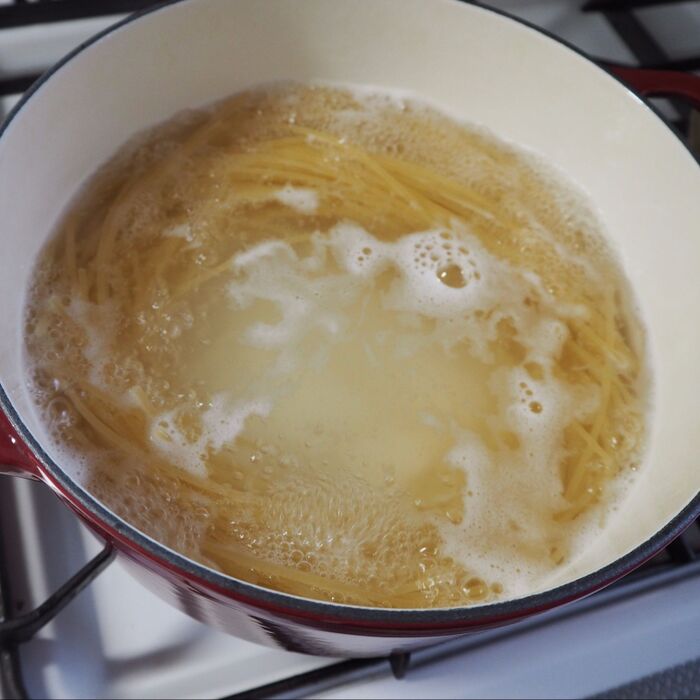 ④パスタは表示より長めにゆでるのがポイント!