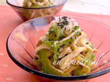 消化促進効果‼香味野菜のみょうがいり☆ささみのゴーヤナムル