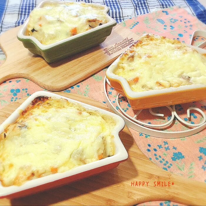 おからパウダーで作る♪豆乳ホワイトソースのドリア