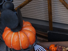 下に置くハロウィン飾りはこう作る×伸びきった枝でハロウィン飾り