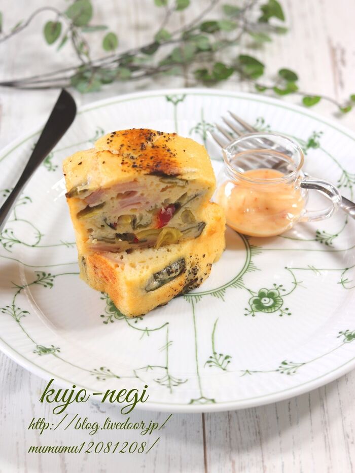 九条ねぎとハムのケークサレ。