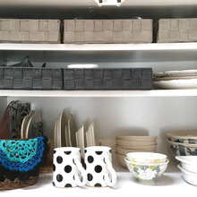 100均カゴを活用して食器棚を奥まで使おう❤︎